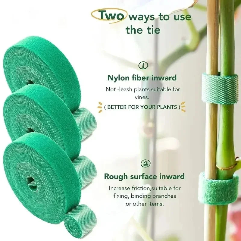 1/2Pcs Reusable Nylon Plant Hook Loop Ties Green Fastener Tape for Bamboo Cane Wrap Support Home Garden Accessories