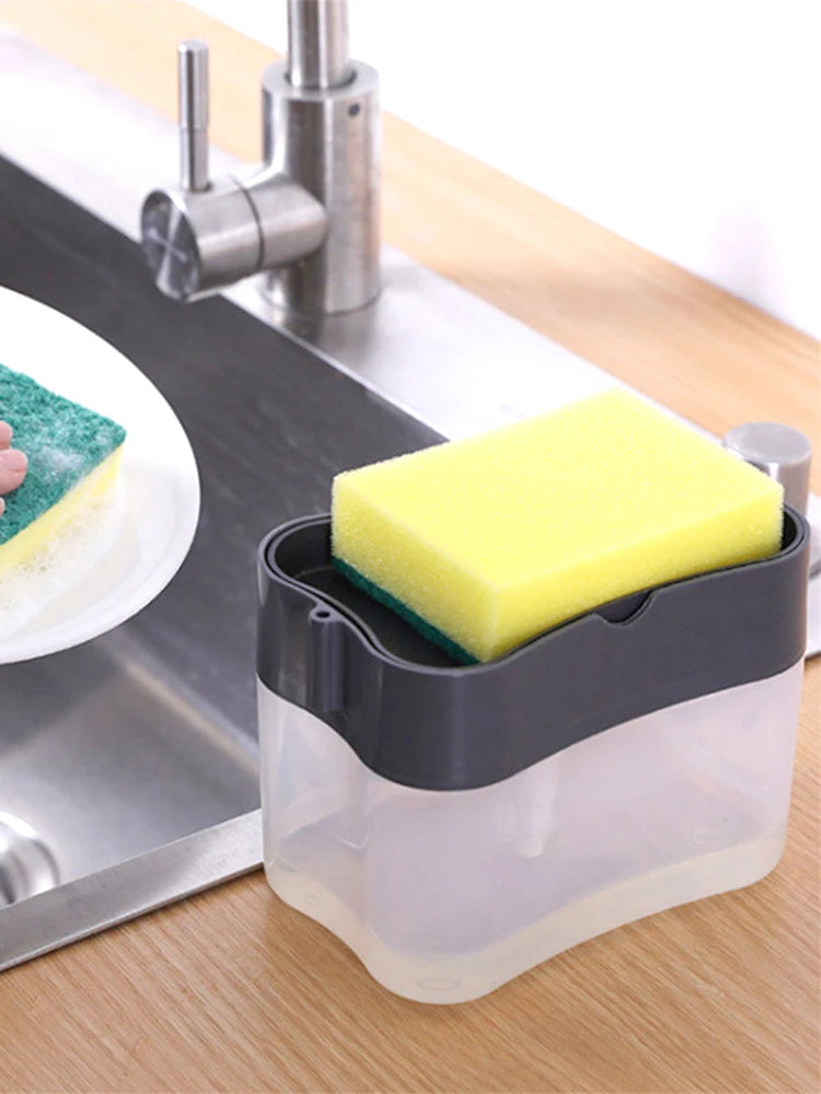 Kitchen Style Automatic Liquid Dispenser Dishwashing Brush Pot Tool Soap Dispenser with Press Cleaning Pot Brush