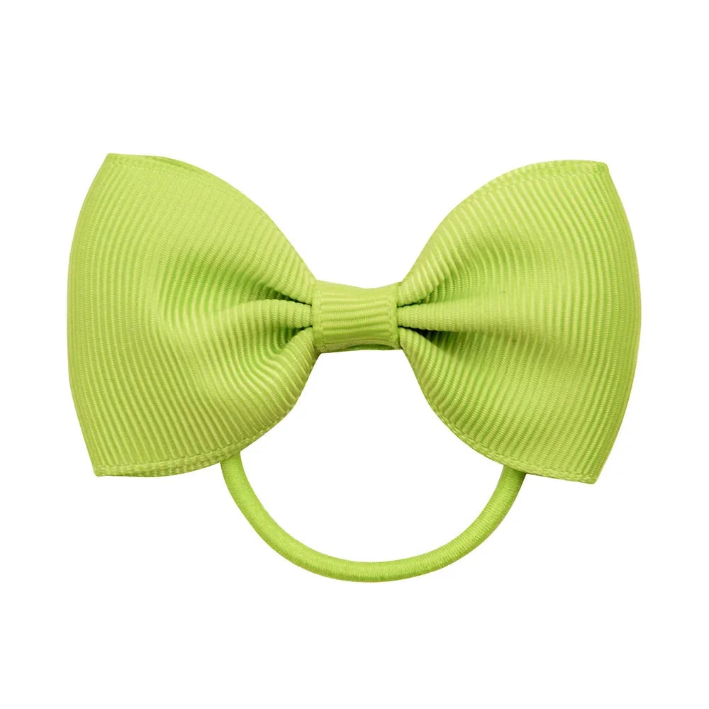 2.75 Inch Small Ribbon Bows With Elastic Hair Bands For Kids Girls Ponytail Solid Color Bowknot Hair Ropes Ties Hair Accessories