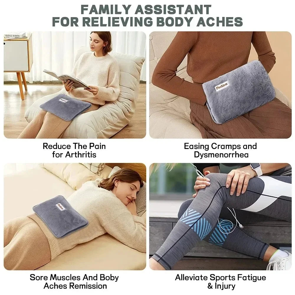 Reusable Hot Compress Bag with EU Plug Rechargeable Hand Warmer Cute Design Portable Hot Water Bottle for Therapeutic Warmth