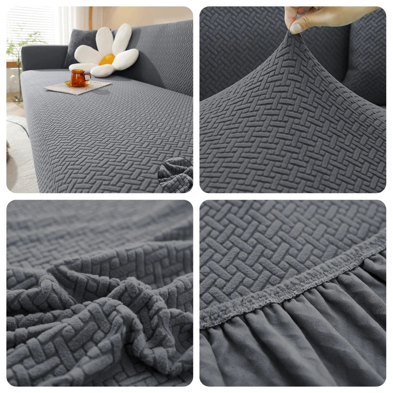 Housse de canapé élastique en Jacquard pour salon, protection de fauteuil en polaire extensible, canapé en forme de L