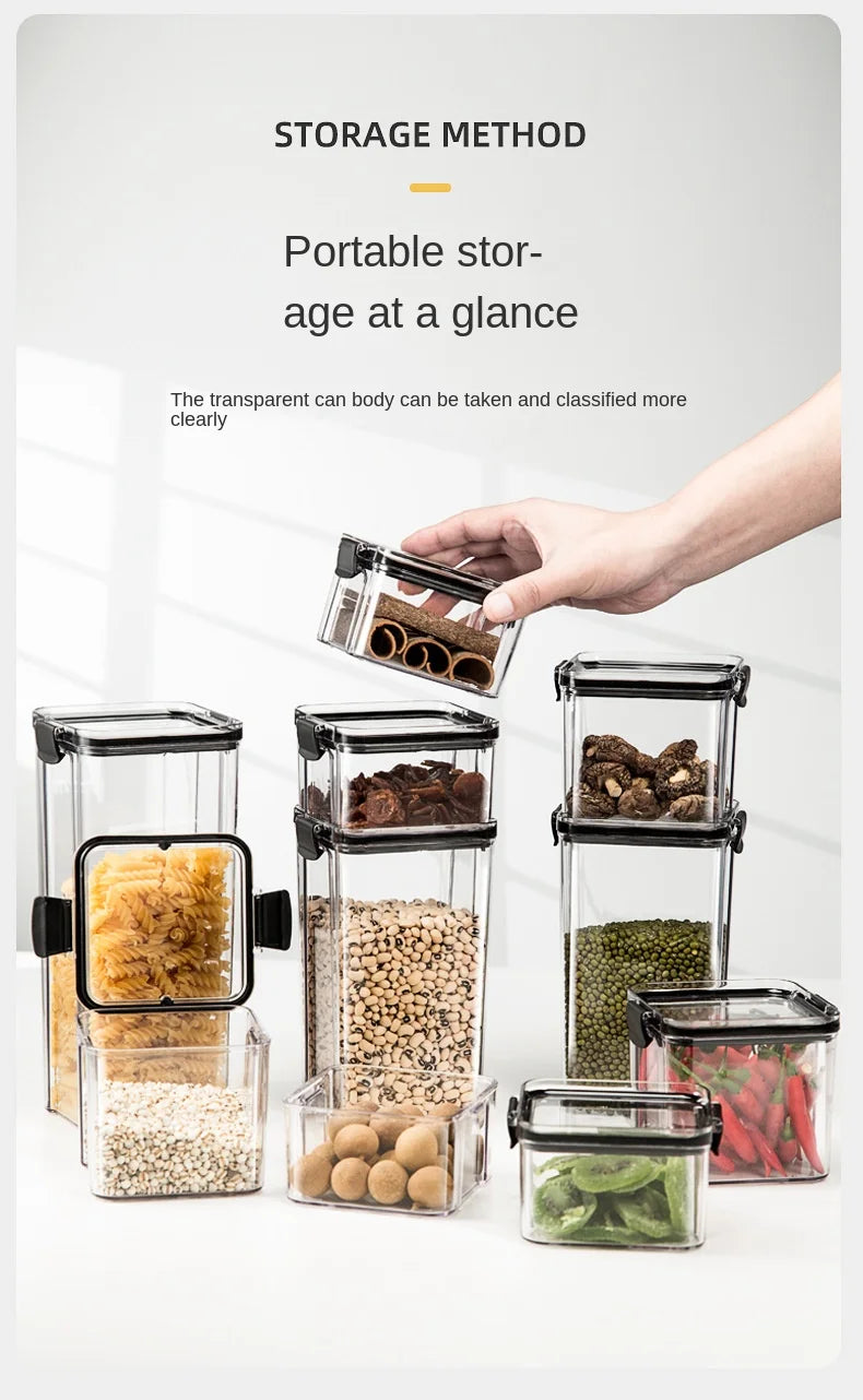 1-4PCS Sealed Jars Kitchen Organizer Grain Storage Boxes Large Capacity Sealed Container Seasoning Jars Set Fresh-keeping Tank