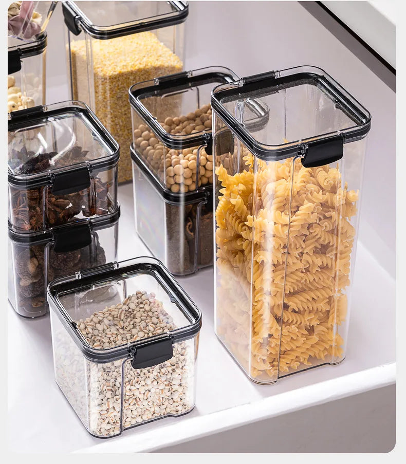 1-4PCS Sealed Jars Kitchen Organizer Grain Storage Boxes Large Capacity Sealed Container Seasoning Jars Set Fresh-keeping Tank