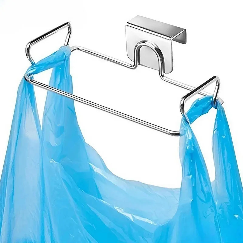 Multi-Purpose Cabinet Door Trash Bag Holder | Space-Saving Garbage Storage Organizer for Kitchen/Pantry/Closet | Adjustable Wast