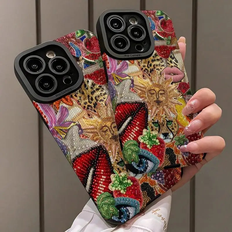 for IPhone 16 Pro Max 15 Pro 14Plus 13 12 11 Fashion Lid Pattern Phone Case, Shockproof Phone Protective Cover Compatible with