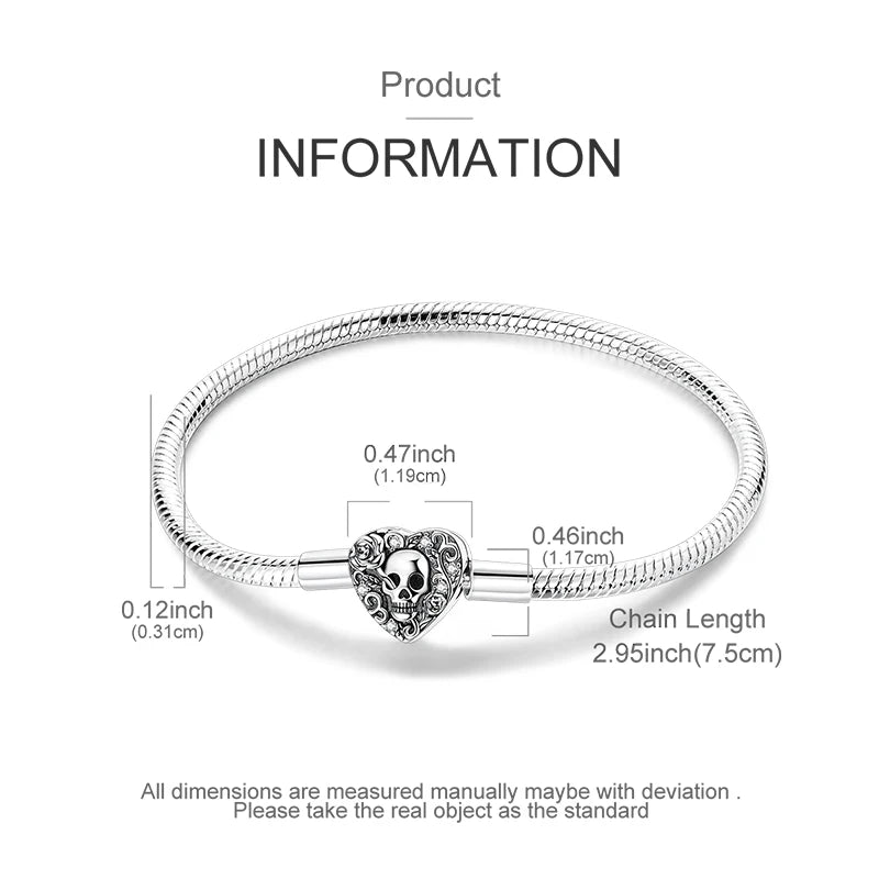 New 925 Sterling Silver Heart Shaped Zircon Snake Bone Bracelet For Women Fashion Birthday Jewelry Gift