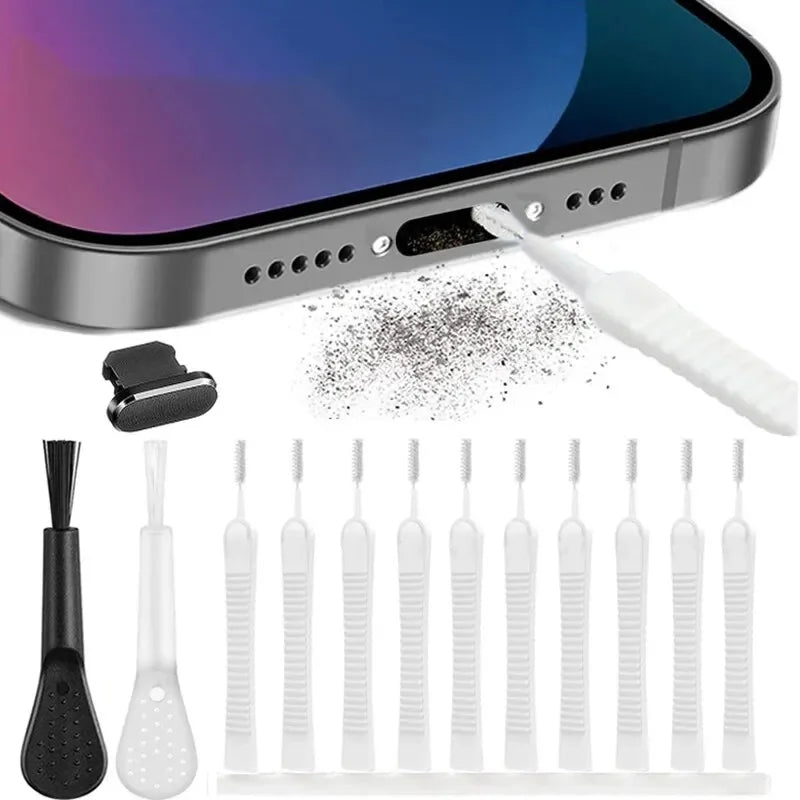 Cell Phone Charging Port Dust Plug with Cleaning Brush for IPhone 15 14 13 16Pro Max Plus Samsung Xiaomi IOS Type C Cleaner Set