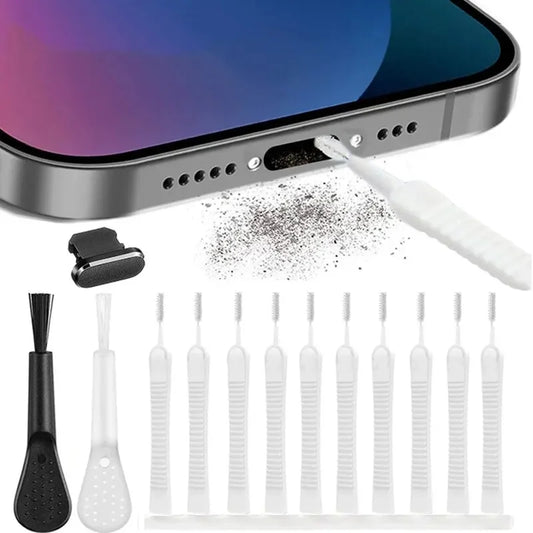 Cell Phone Charging Port Dust Plug with Cleaning Brush for IPhone 15 14 13 16Pro Max Plus Samsung Xiaomi IOS Type C Cleaner Set