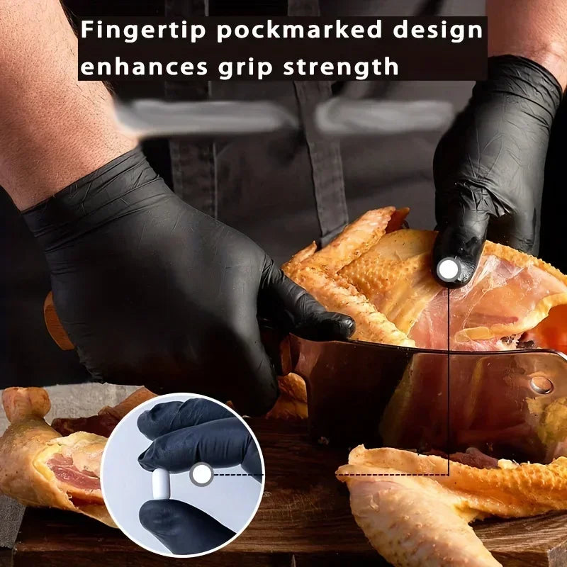 Black Disposable Nitrile Gloves Latex & Powder Free for Tattooing Manicures Salon Cleaning Disposable Food Working Latex Glove