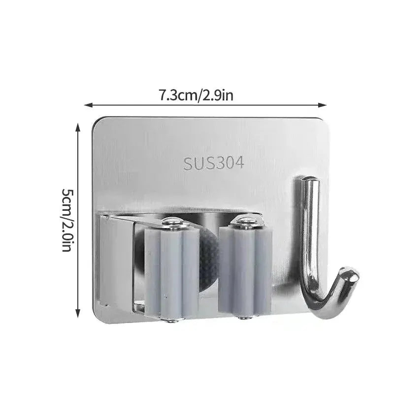 Adhesive Wall Multi-Purpose Hooks for Kitchen & Bathroom Easy Hang No Drill Required Mop And Broom Hanger Home Organizer