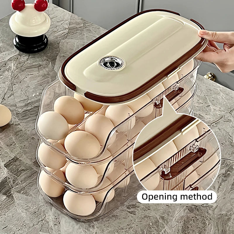 1pc egg storage box, automatic rolling refrigerator egg rack storage, hand-held egg refrigerator side door storagerack