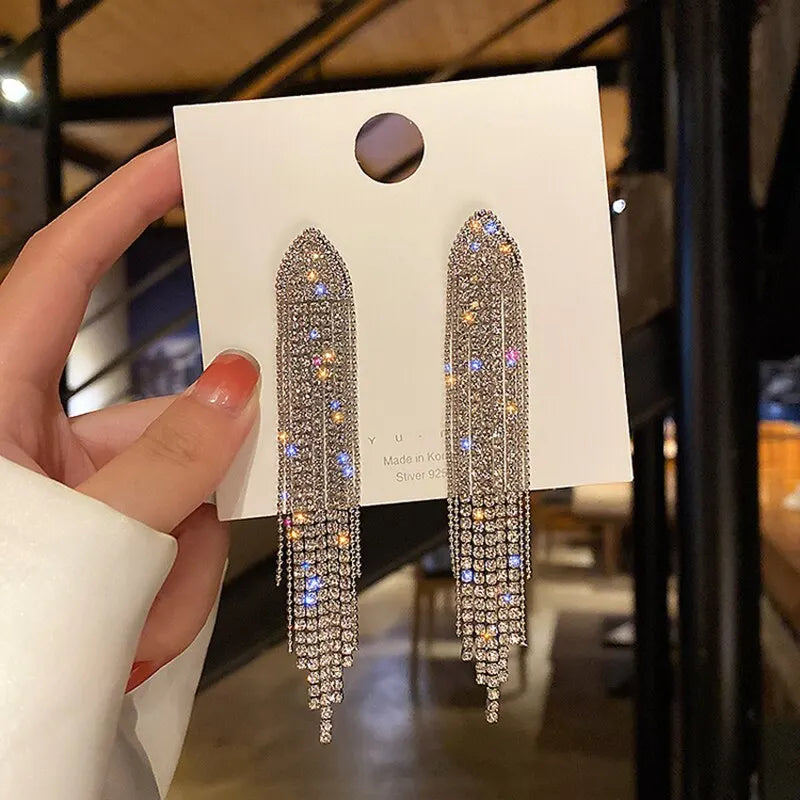 Butterfly Earrings For Women Sparkly Rhinestone Long Tassel Earrings Heart Drop Earrings Wedding Party Jewelry Valentine Gifts C