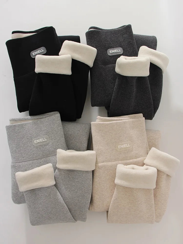 Streamgirl Thick Fleece Leggings Women Winter High Waist Black Outwear Tall Women Warm Thick Velvet Leggings For Winter Pants