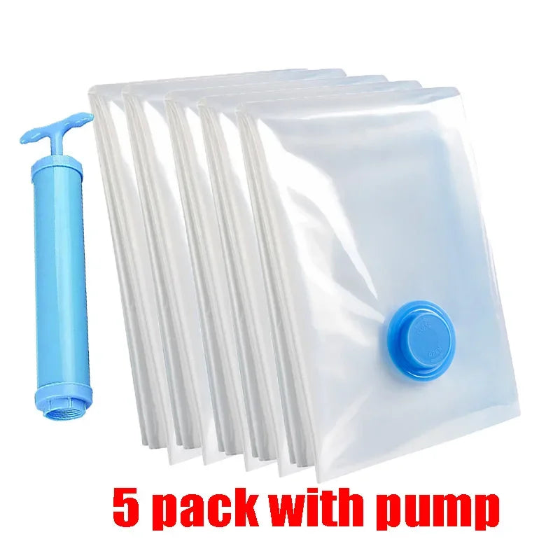 Vacuum Storage Bags 8-18Pc Space Saver Bag Travel Rechargable Air Pump Various Seal Bag Pump for Compress Clothe Blanket Luggage