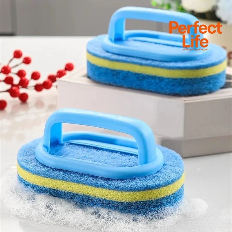 Pot Washing Kitchen Cleaning Brush with Handle - Pot Washing High-Density Thick Scouring Pad Ceramic Tile Wall Cleaning Brush