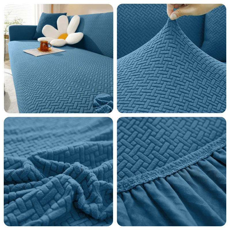 Housse de canapé élastique en Jacquard pour salon, protection de fauteuil en polaire extensible, canapé en forme de L