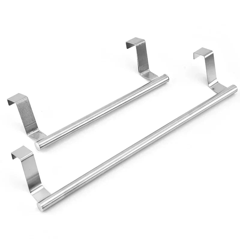 Kitchen Cabinet Door Towel Bar Stainless Steel Door Back Towel Hanging Holder Bathroom Punch-free Towels Hooks Home Organizer