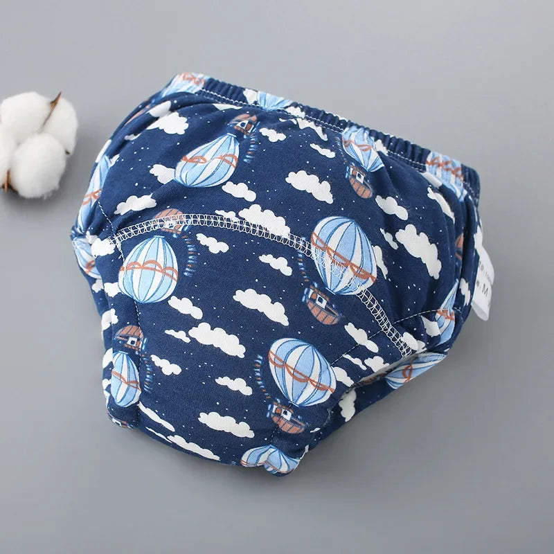 Reusable Soft Cotton Baby Breathable Diapers Pee Shorts Toddler Potty Training Pants Underwears for Boys & Girls